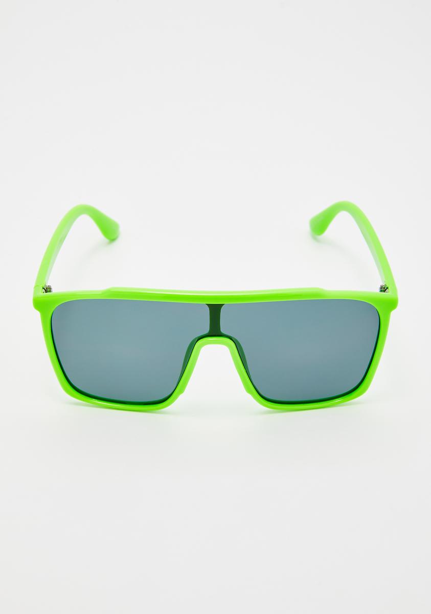 Neon Green Shield Sunglasses – Dolls Kill
