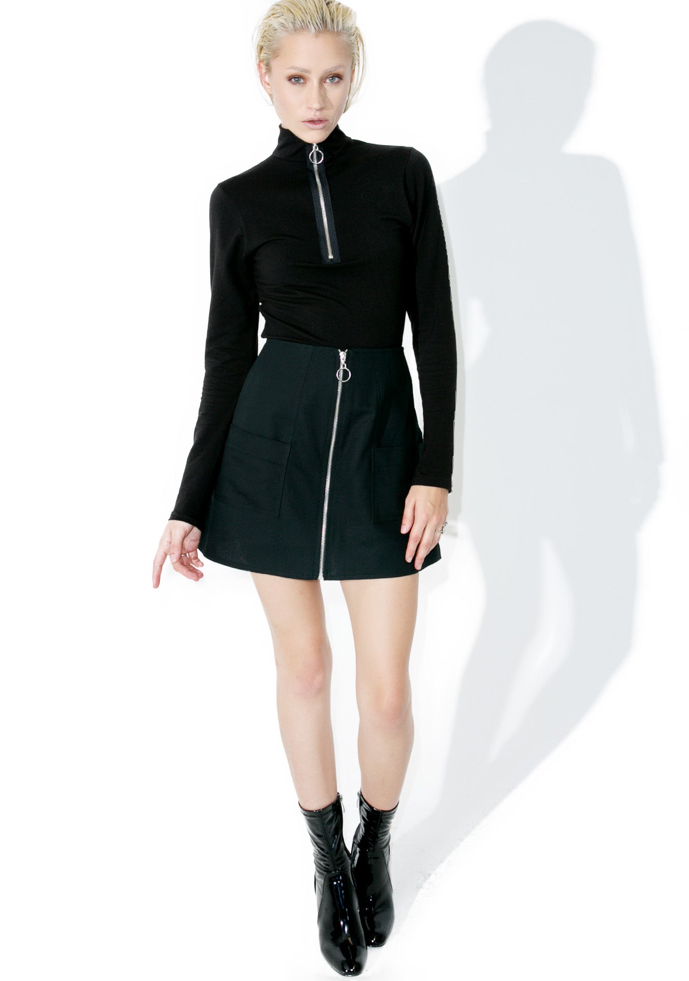 Slick Zip Long Sleeve Top – Dolls Kill