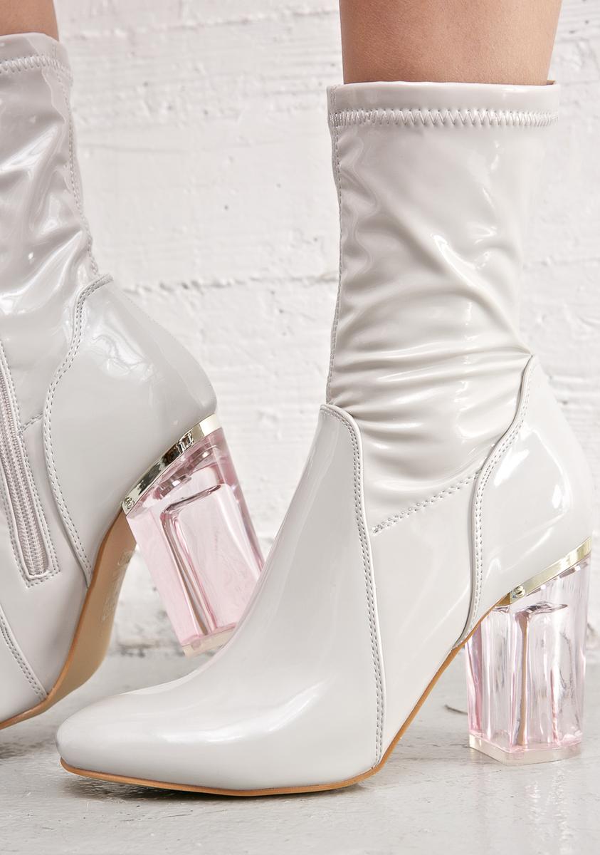 Grey Clear Heel Boot – Dolls Kill