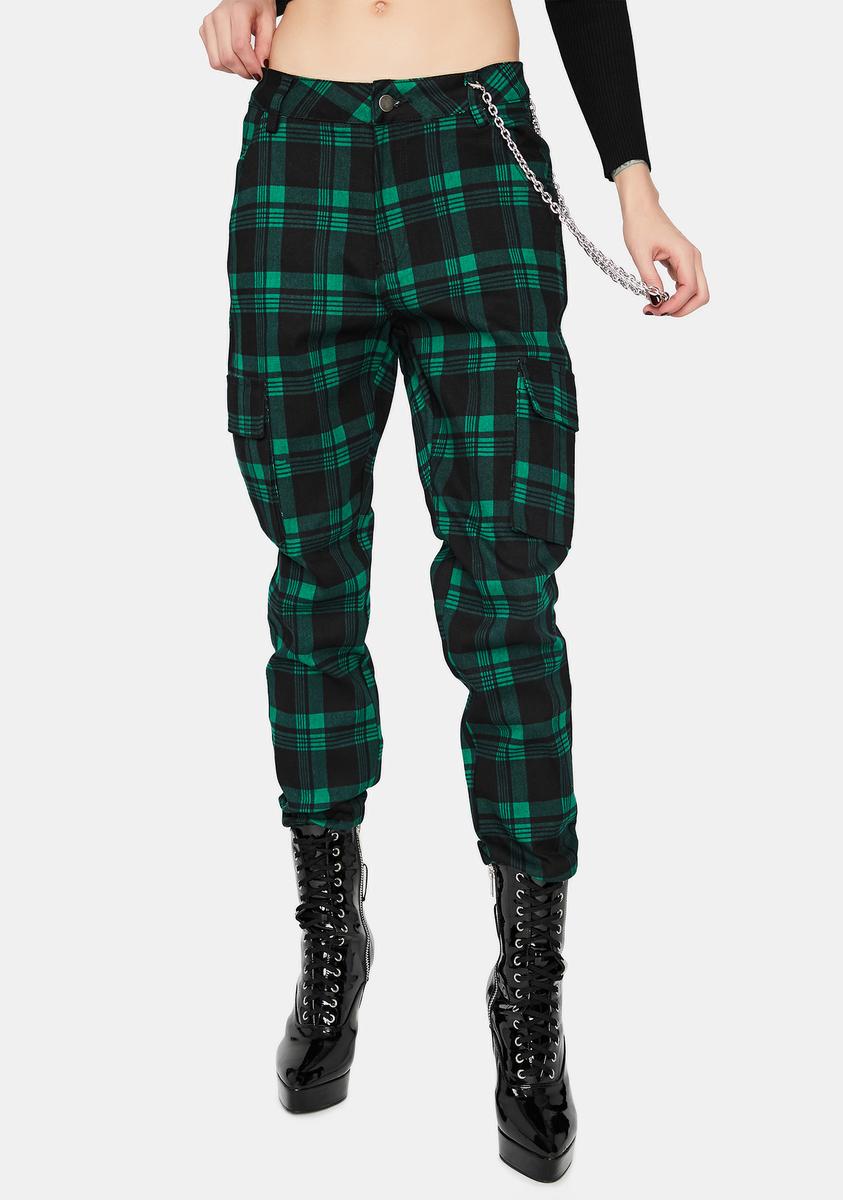 Plaid Chain Belt Cargo Pants - Green Black – Dolls Kill