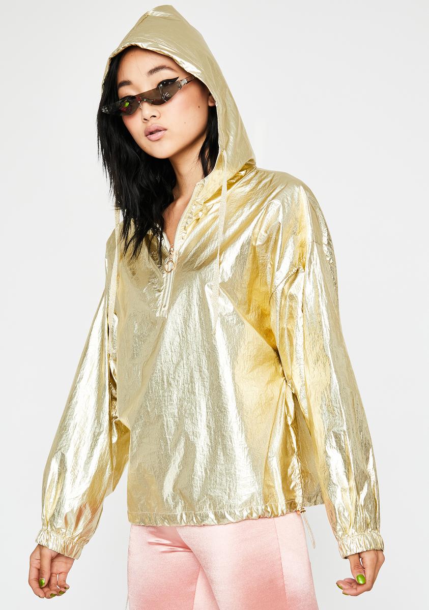 Gold Metallic Windbreaker – Dolls Kill