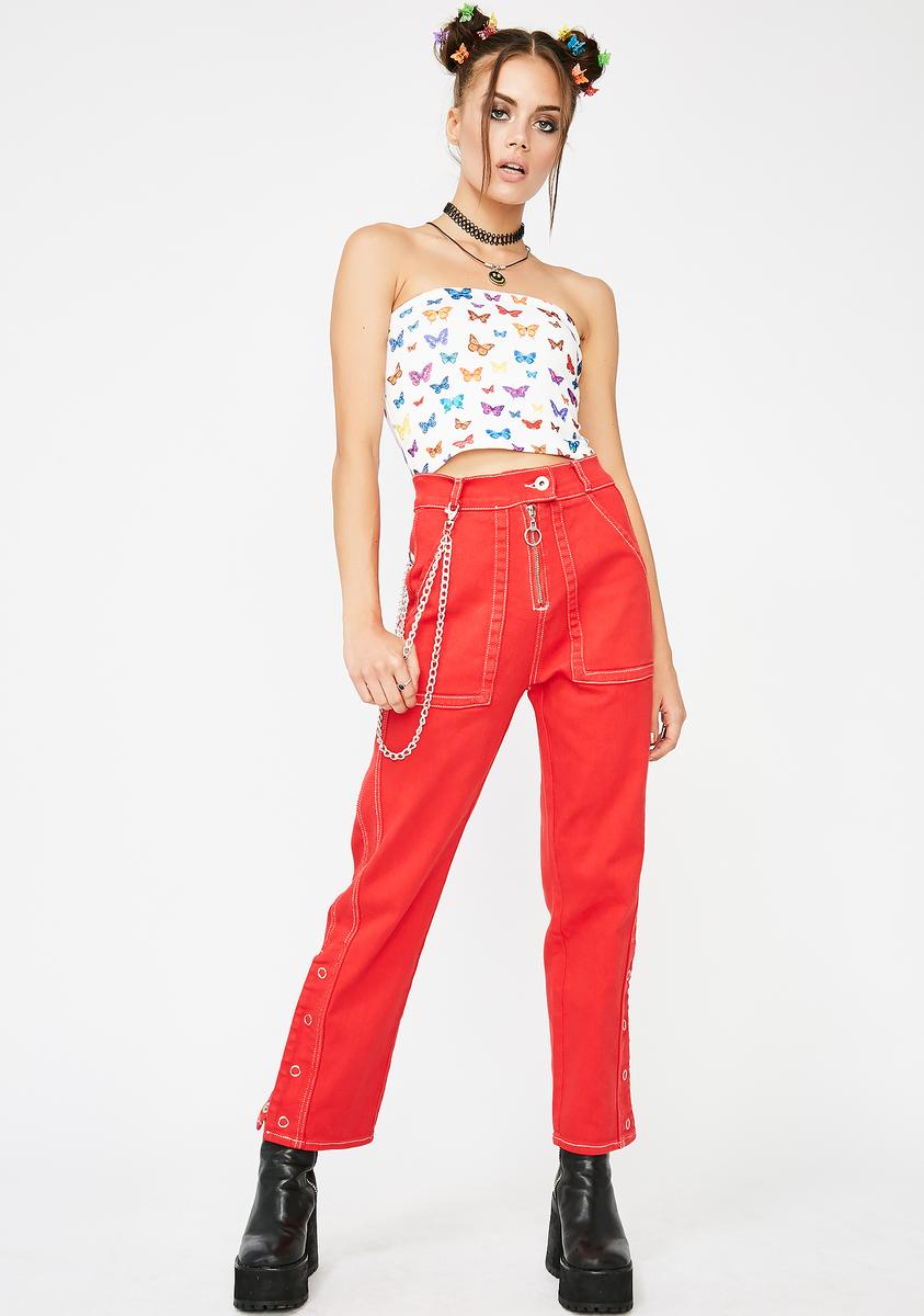 Red Side Button Pants – Dolls Kill