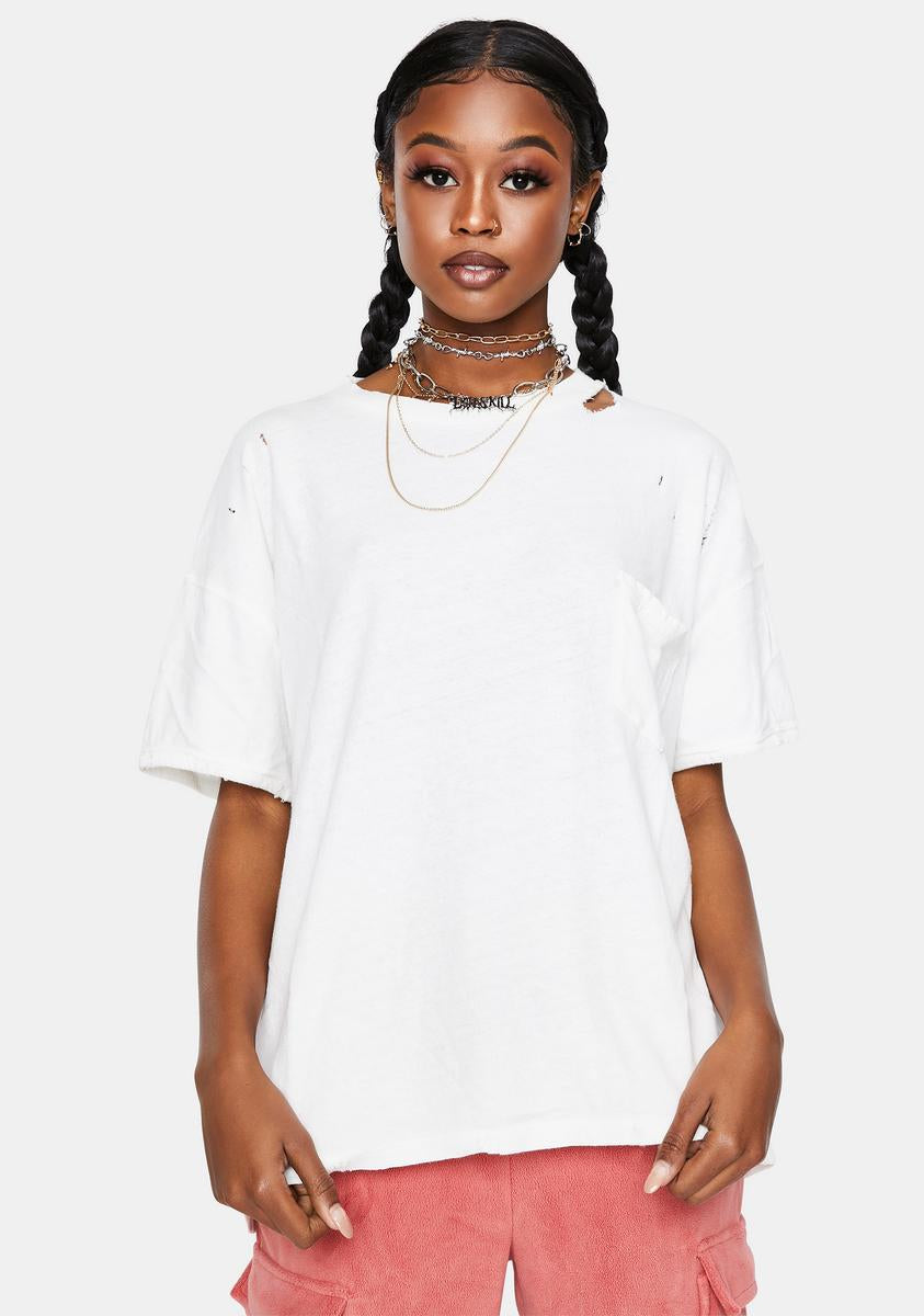 Free People White Rubi Tee – Dolls Kill