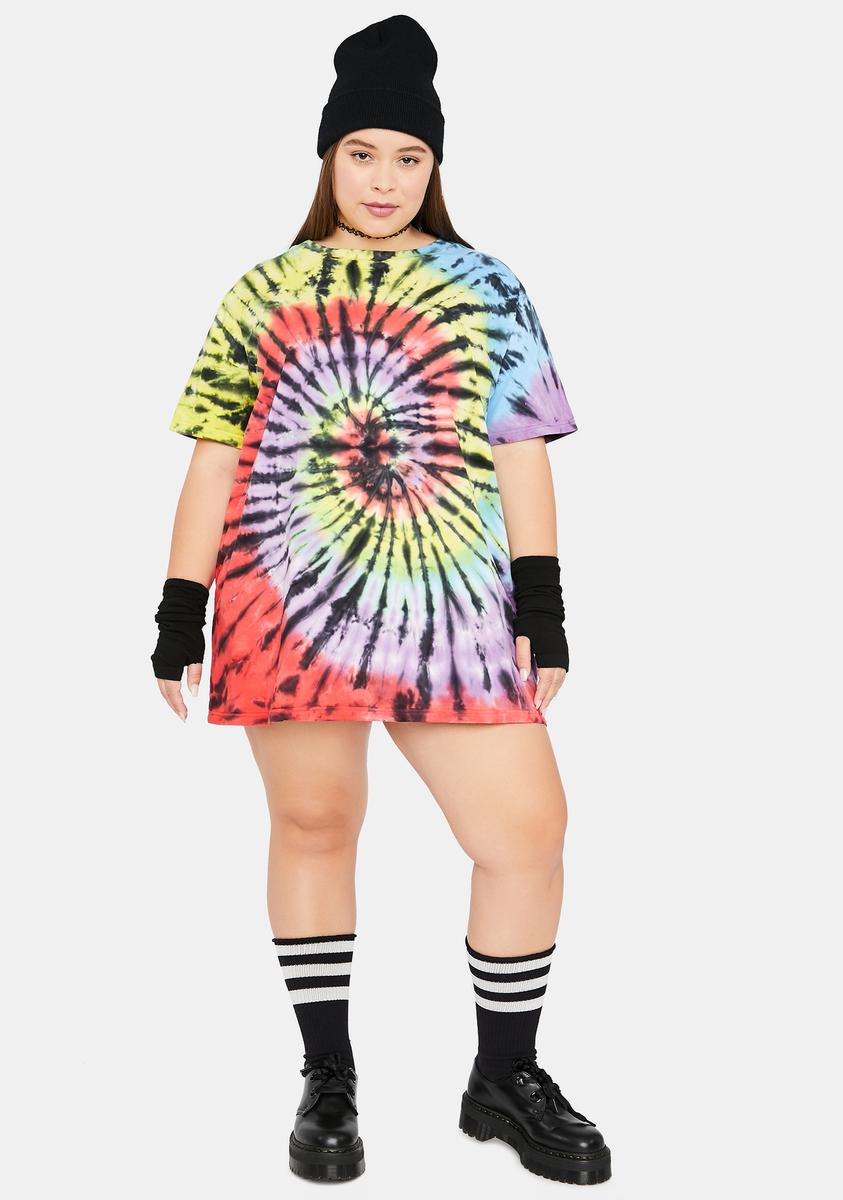 Plus Size Delias Rainbow Tie Dye Oversized Short Sleeve Tee Dolls Kill 