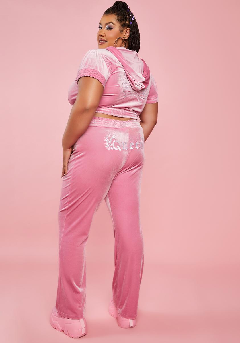 entanglement Stipendium amplitude Sugar Thrillz Plus Size Low-Rise Velour Track Pants - Light Pink – Dolls  Kill