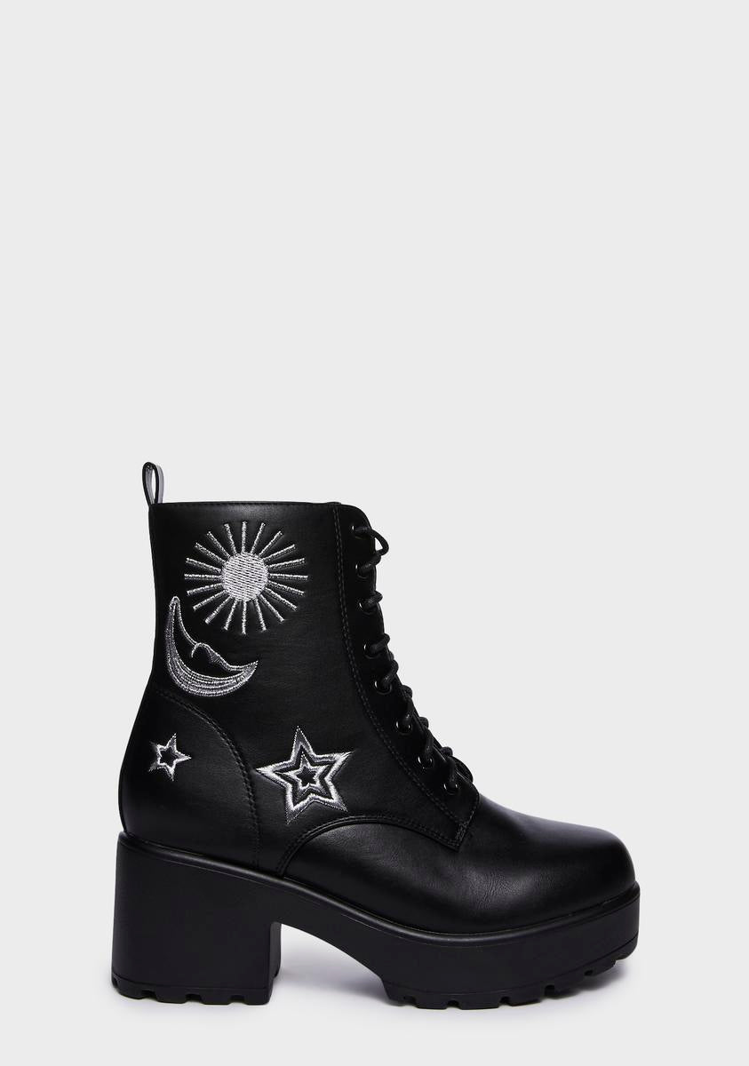 Koi Footwear Moon Star Boots - Black Dolls Kill