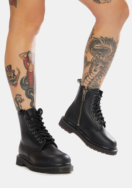 kiryuyrik Smooth Lace Up Boots/Black | labiela.com