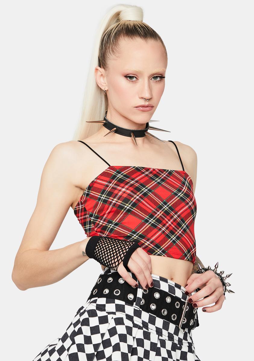 Square Neck Plaid Crop Tank Top - Red – Dolls Kill