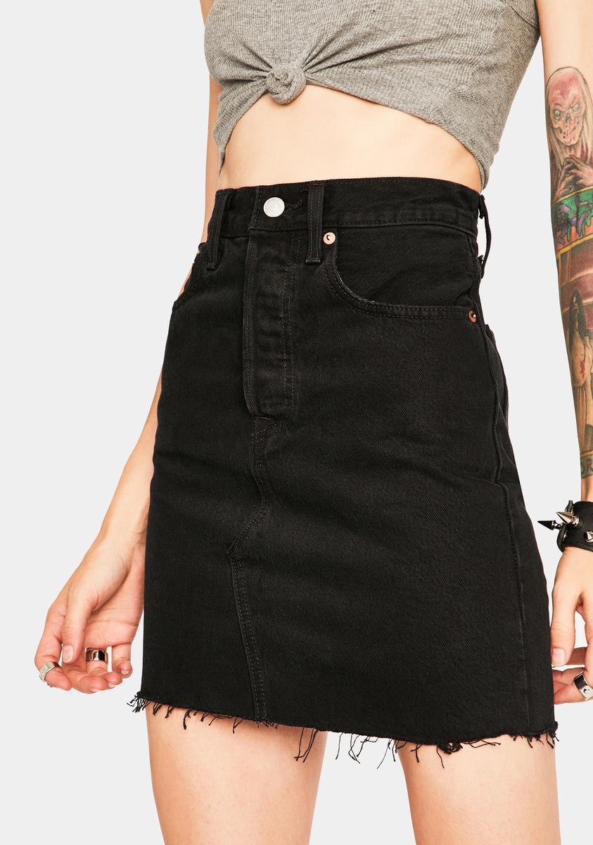 Levis Left Behind High Rise Deconstructed Mini Skirt – Dolls Kill