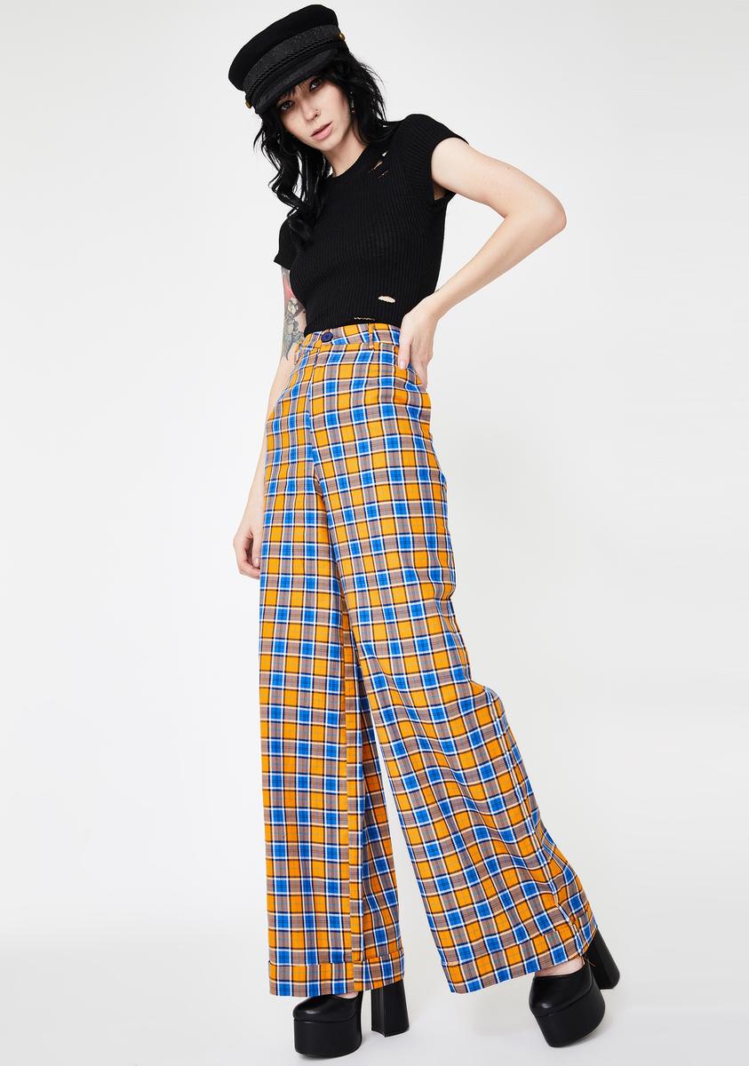 Orange Check Wide Leg Trousers – Dolls Kill