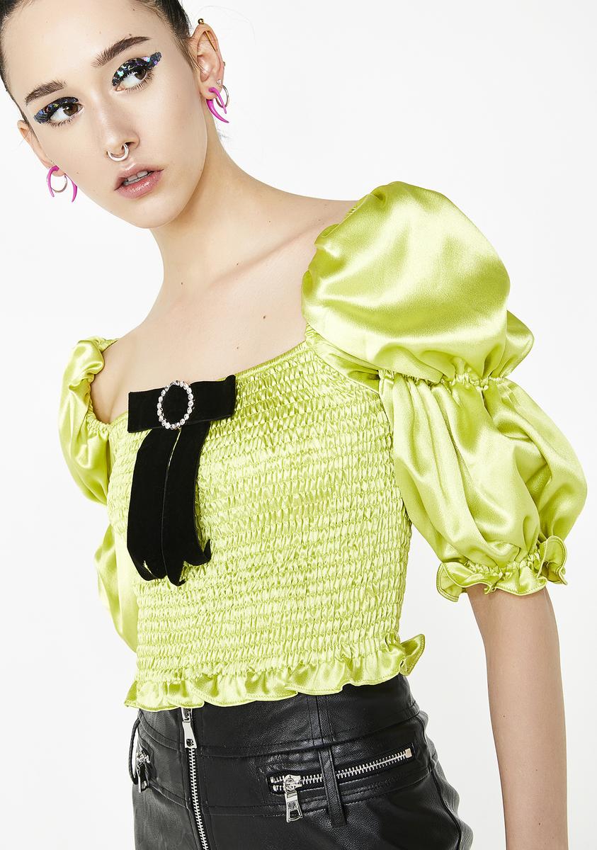 No Dress Green Puff Top – Dolls Kill