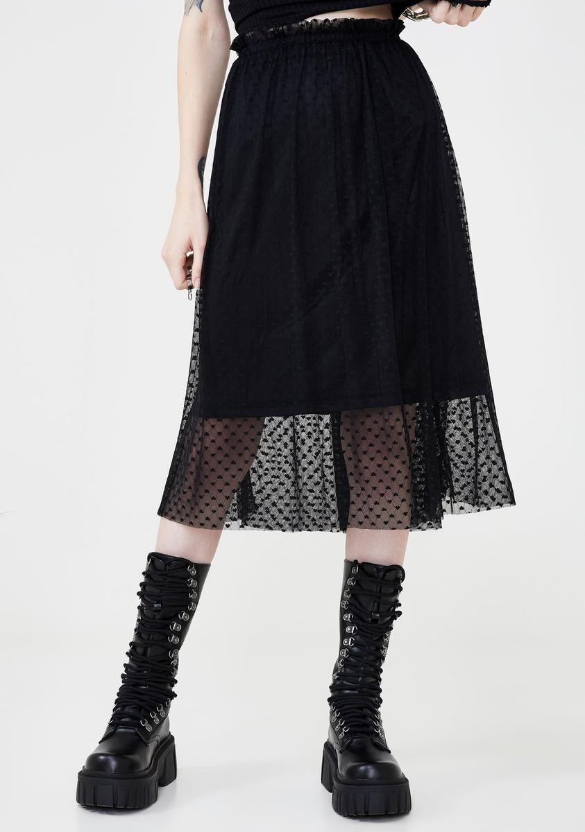 Disturbia Broken Heart Midi Skirt – Dolls Kill