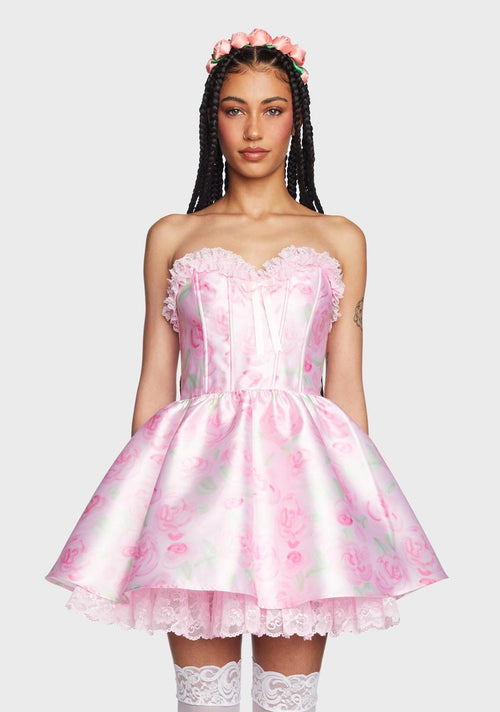 Forever Fancy Corset Dress - Pink Floral