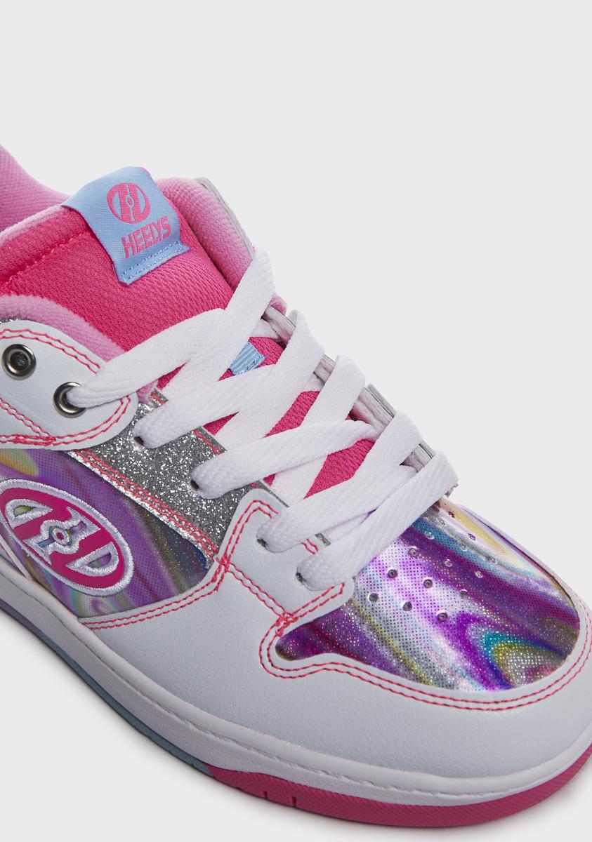 Heelys Glitter Roller Sneakers - White/Pink/Lavender Dolls Kill