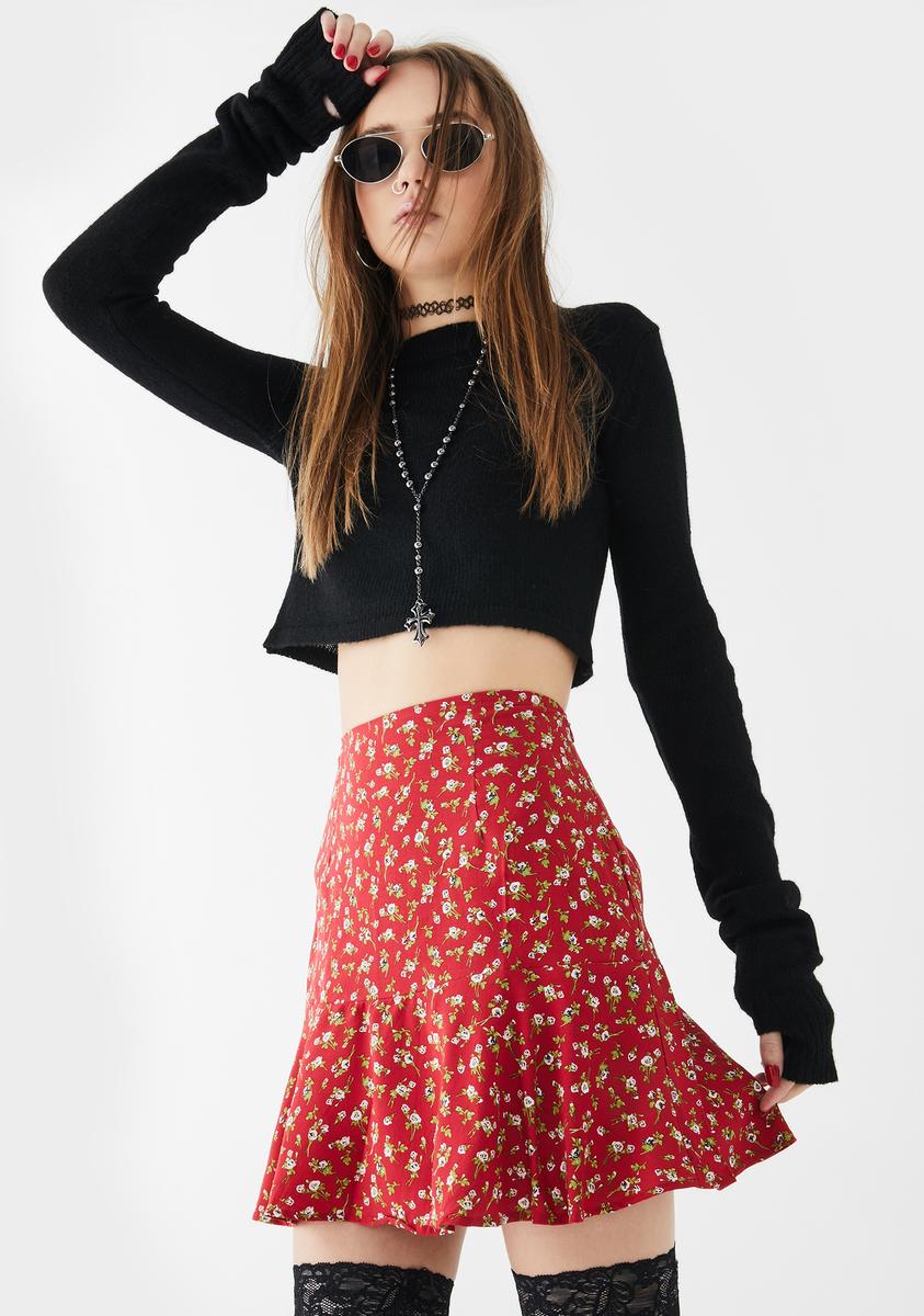 Floral Red Gaelle Skater Skirt – Dolls Kill
