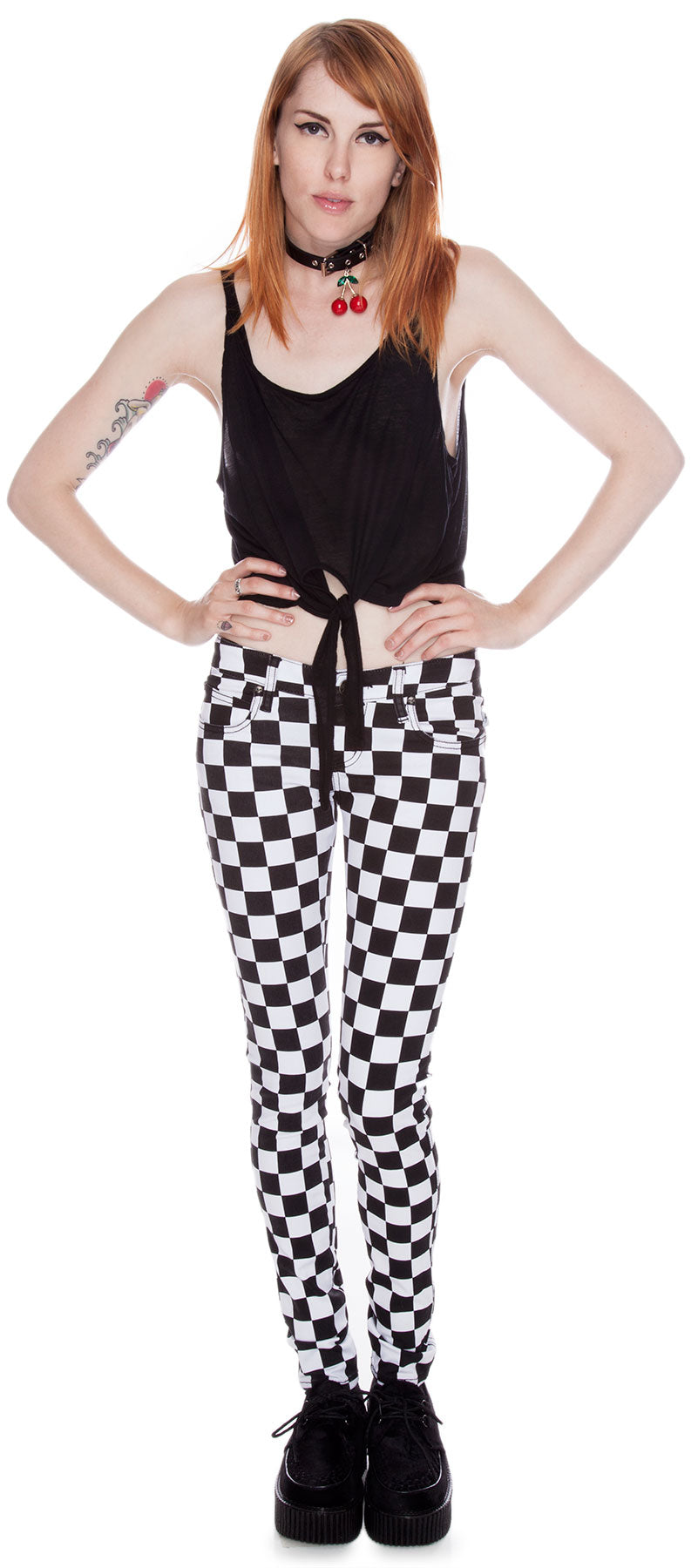Dyed Checkered Jeans – Dolls Kill