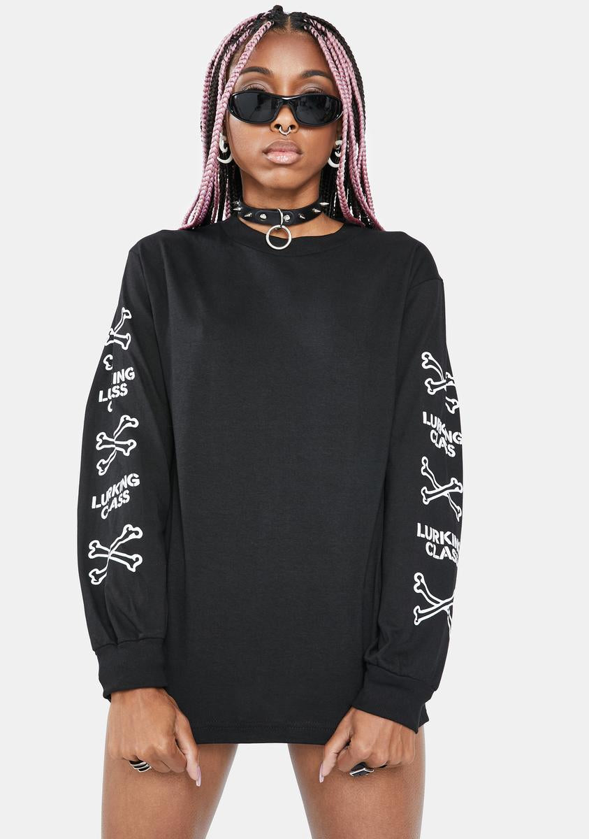 Lurking Class Black Crossbones Long Sleeve Tee – Dolls Kill