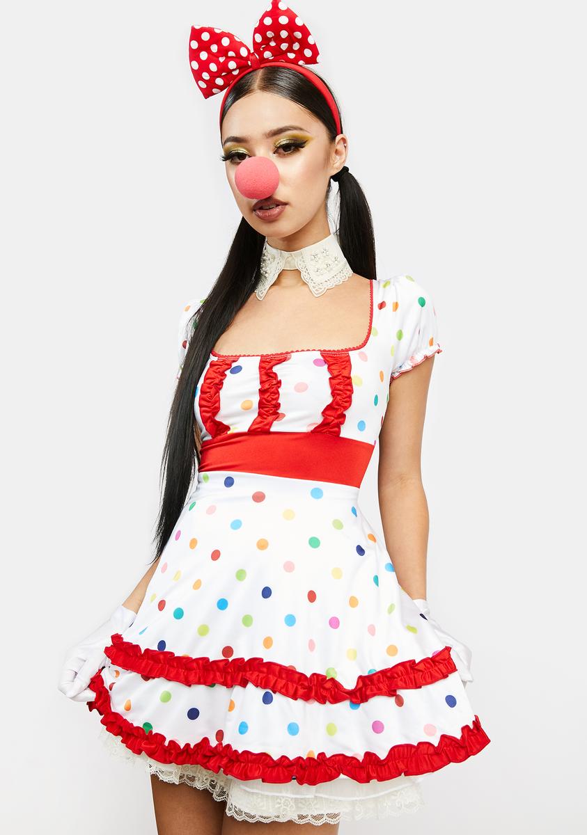 Trickz N Treatz Sexy Clown Costume - Polka Dot Multi – Dolls Kill