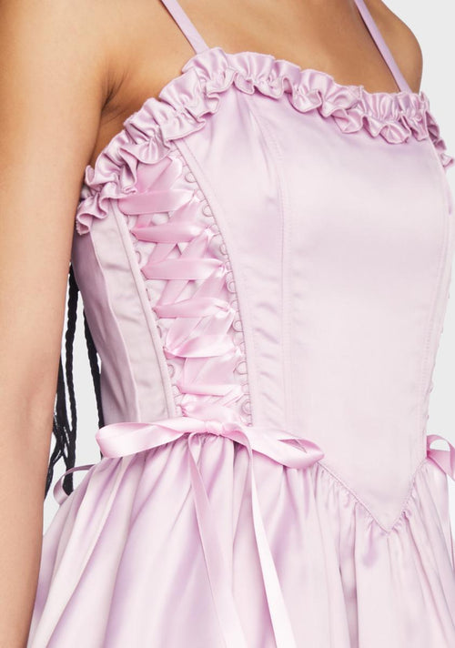 Shop Dollish Sweet 16 Satin Mini Dress (Baby Pink) Medium