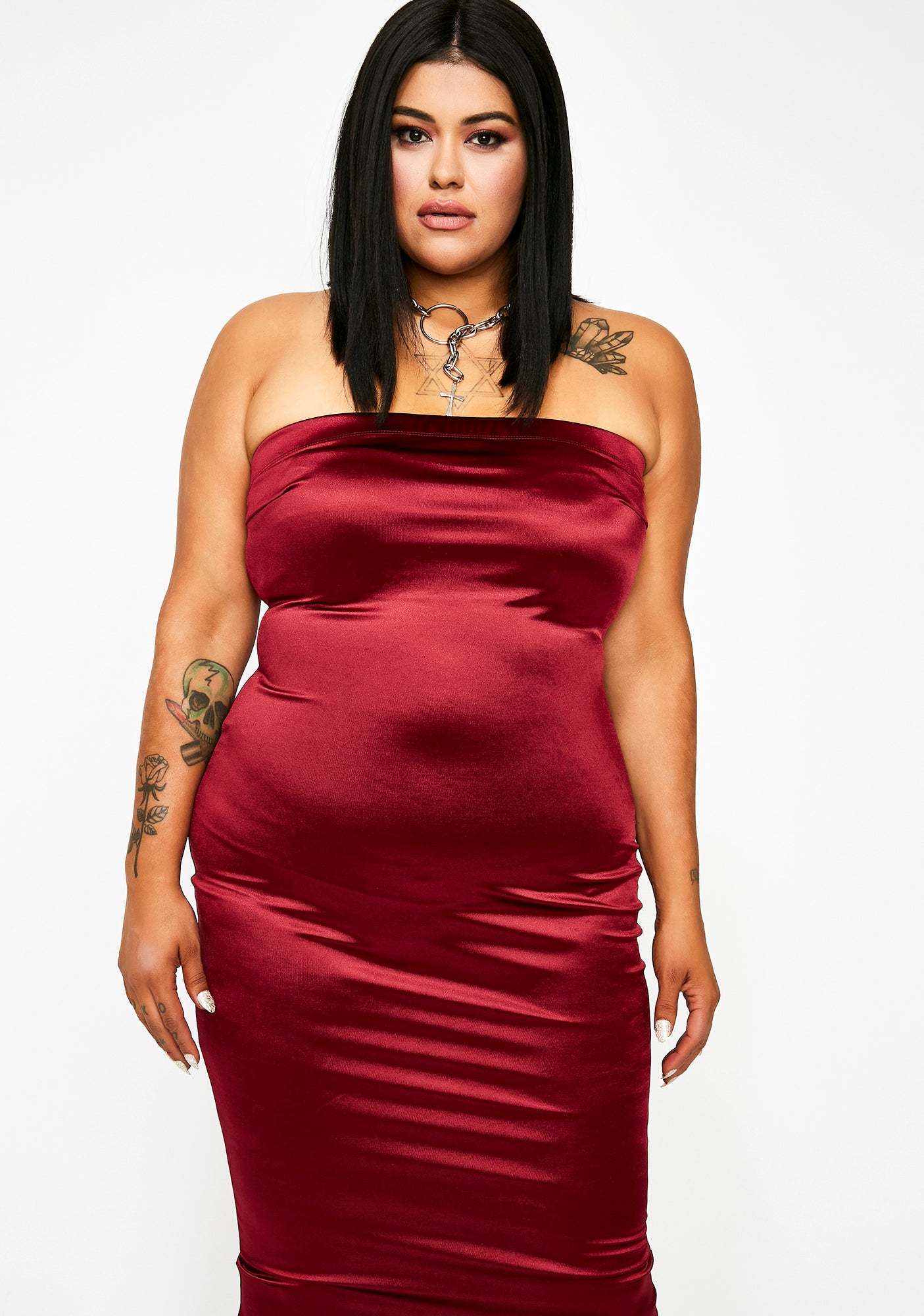 Wine Stunna Girl Satin Dress – Dolls Kill