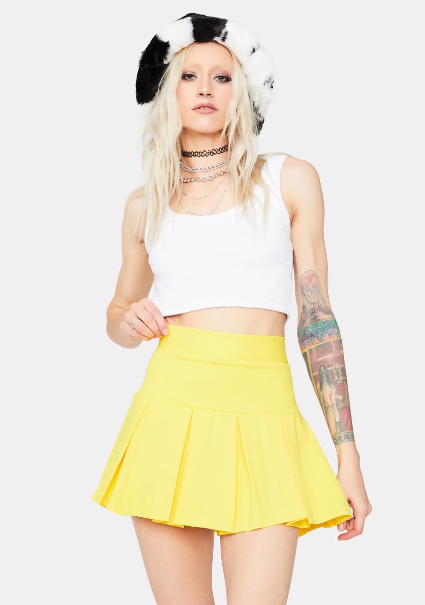 Pleated A-Line Mini Skirt - Yellow – Dolls Kill