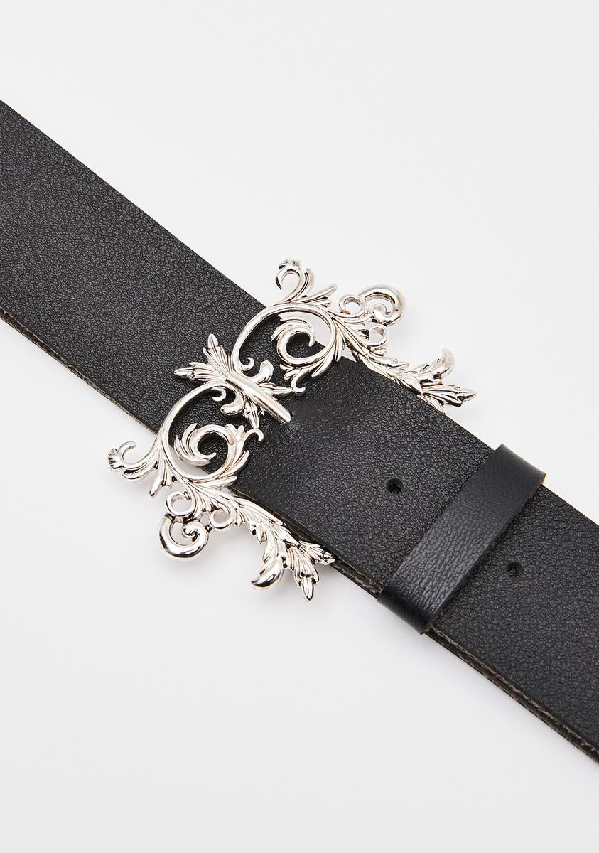 Widow Vegan Leather Belt With Filigree Buckle – Dolls Kill