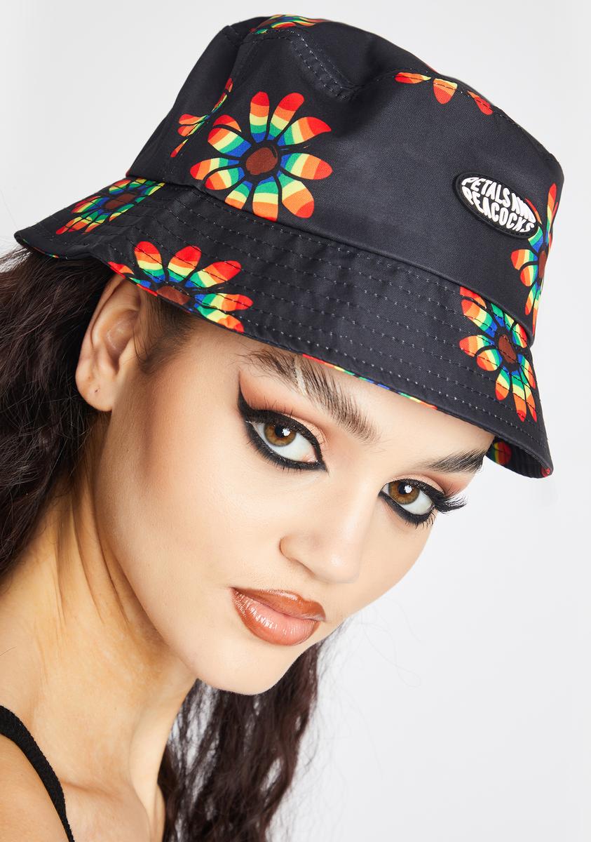 Petals and Peacocks Rainbow Sunflower Bucket Hat – Dolls Kill