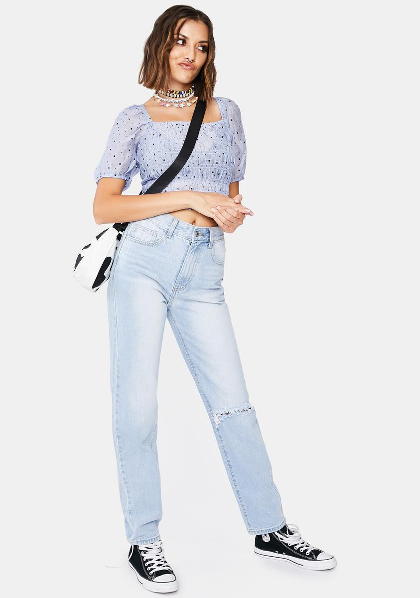 Momokrom Light Wash Straight Leg Denim Jeans – Dolls Kill