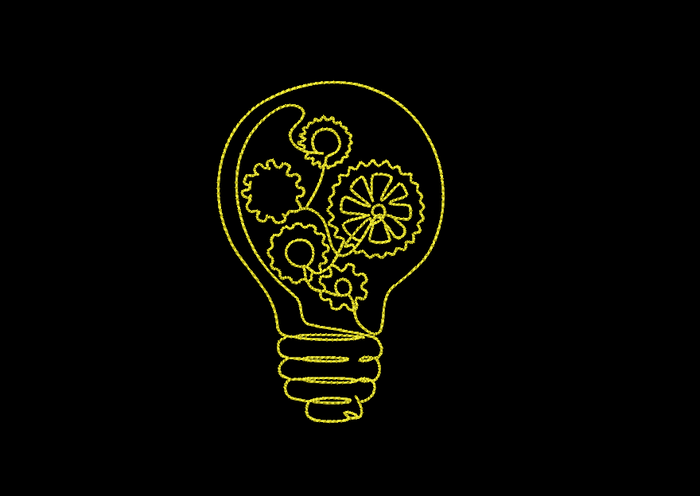 Idea Light Bulb Gear Embroidery Design, 2 sizes| sproutembroiderydesigns