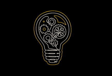 Idea Light Bulb Gear Embroidery Design, 2 sizes| sproutembroiderydesigns