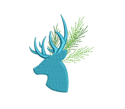 Evergreen Deer Silhouette Machine Embroidery Design - sproutembroiderydesigns