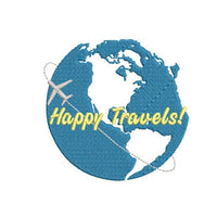 Happy Travels World Globe Machine Embroidery Design - - sproutembroiderydesigns