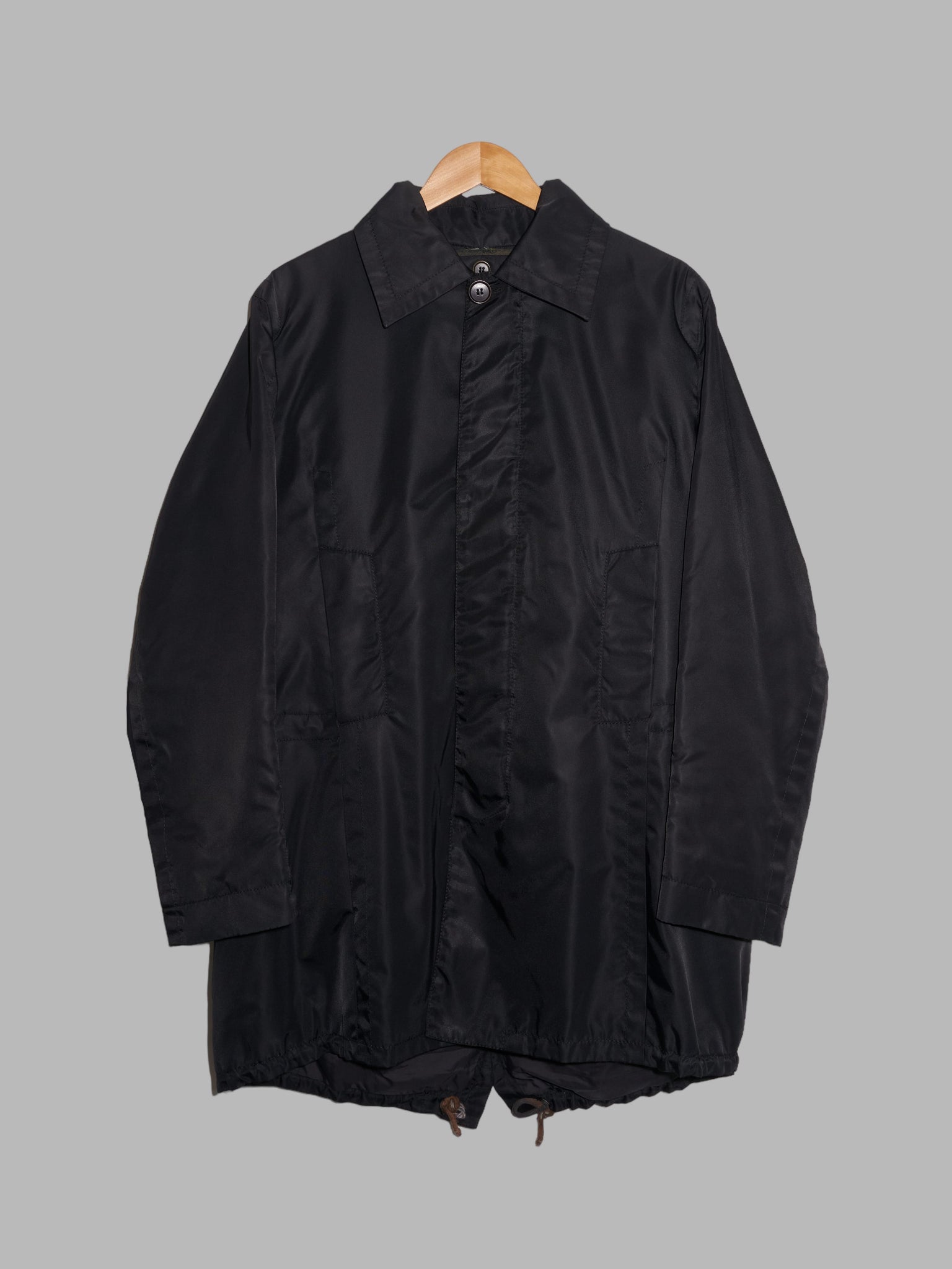 Dirk Bikkembergs 1990s black nylon back cargo pocket coat with removab# ...