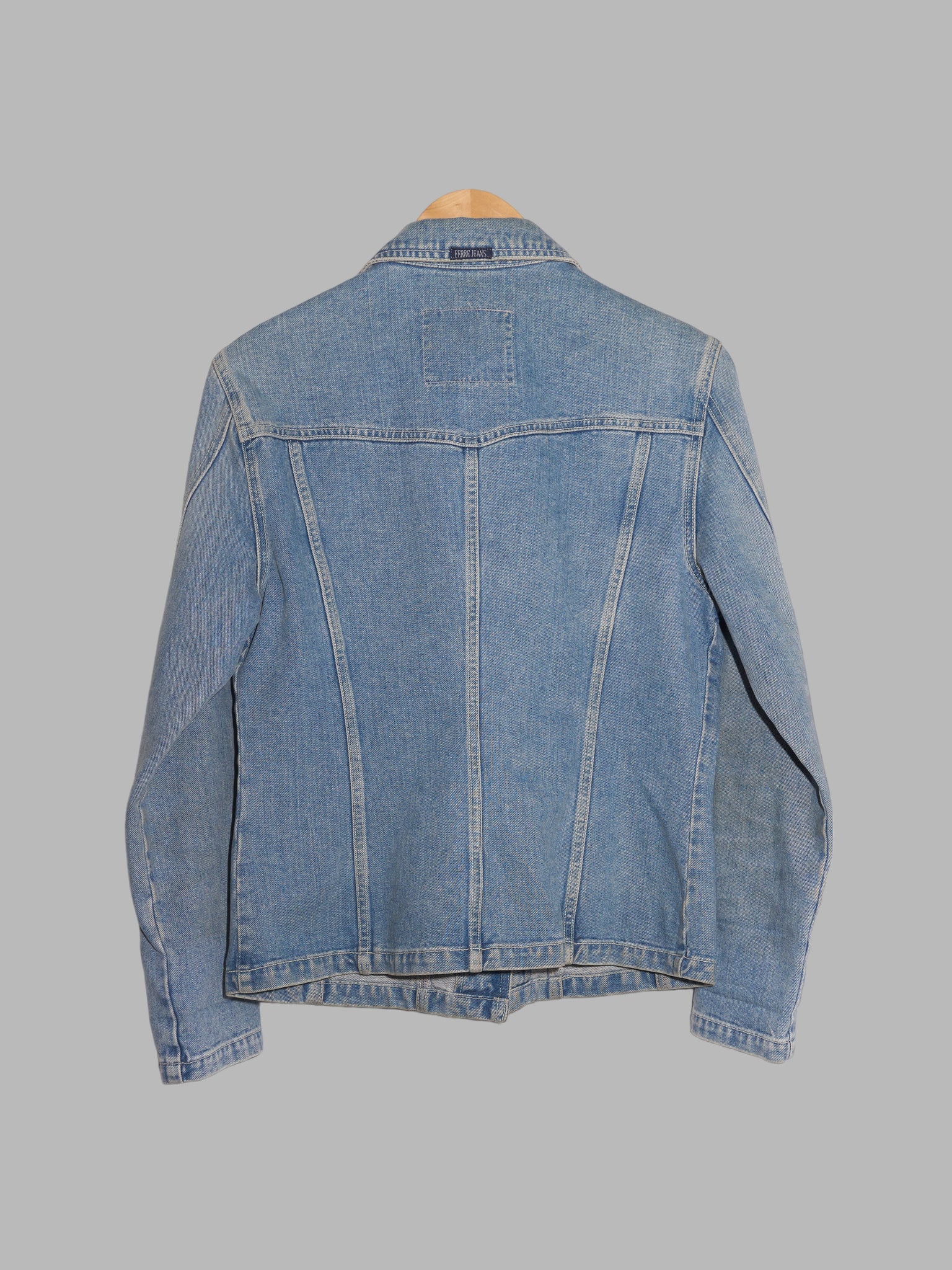 Gianfranco Ferre Jeans 1990s faded washed blue panelled denim jacket ...