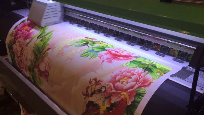 Wide format printer printing a floral image