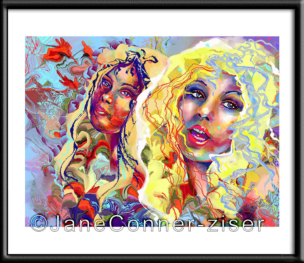 Digital artwork of 2 women by Jane Conner-ziser