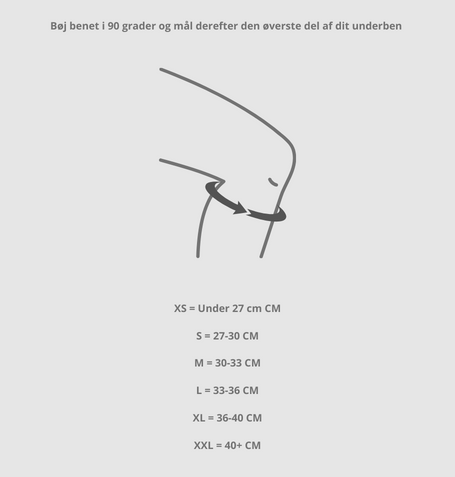 Aroxfitness 7 mm knæbind størrelsesguide