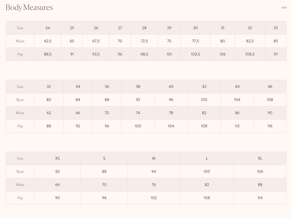 Mos Mosh Size Chart – Another Shop