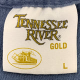 Etiqueta de etiqueta de ropa dorada del río Tennessee vintage 1999