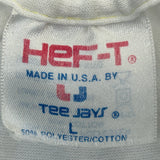 Vintage Hef T por Tee Jays Etiqueta Historia 1989