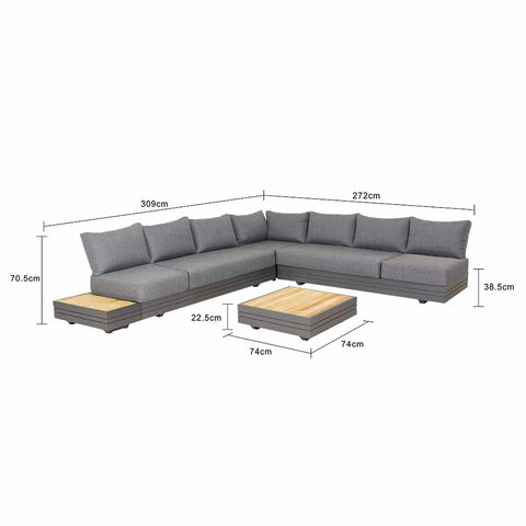 Hannover 7 Seater Outdoor Aluminium Modular Lounge Outdoor Furniture Outdoor Lounge