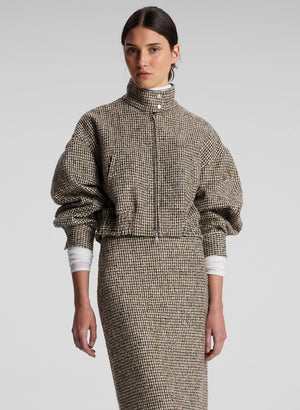 ALC Harrison Tweed Houndstooth Jacket - Cream / Brown - The Fold