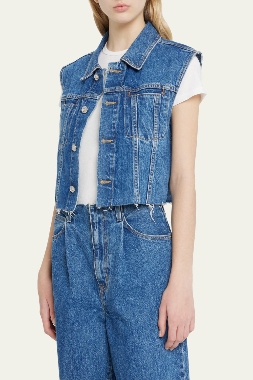 SLVRLAKE Maya Cut Off Denim Vest - Satisfaction – The Fold