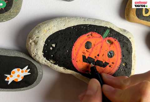 Halloween Rock Art using acrylic Paint Pens from POSCA
