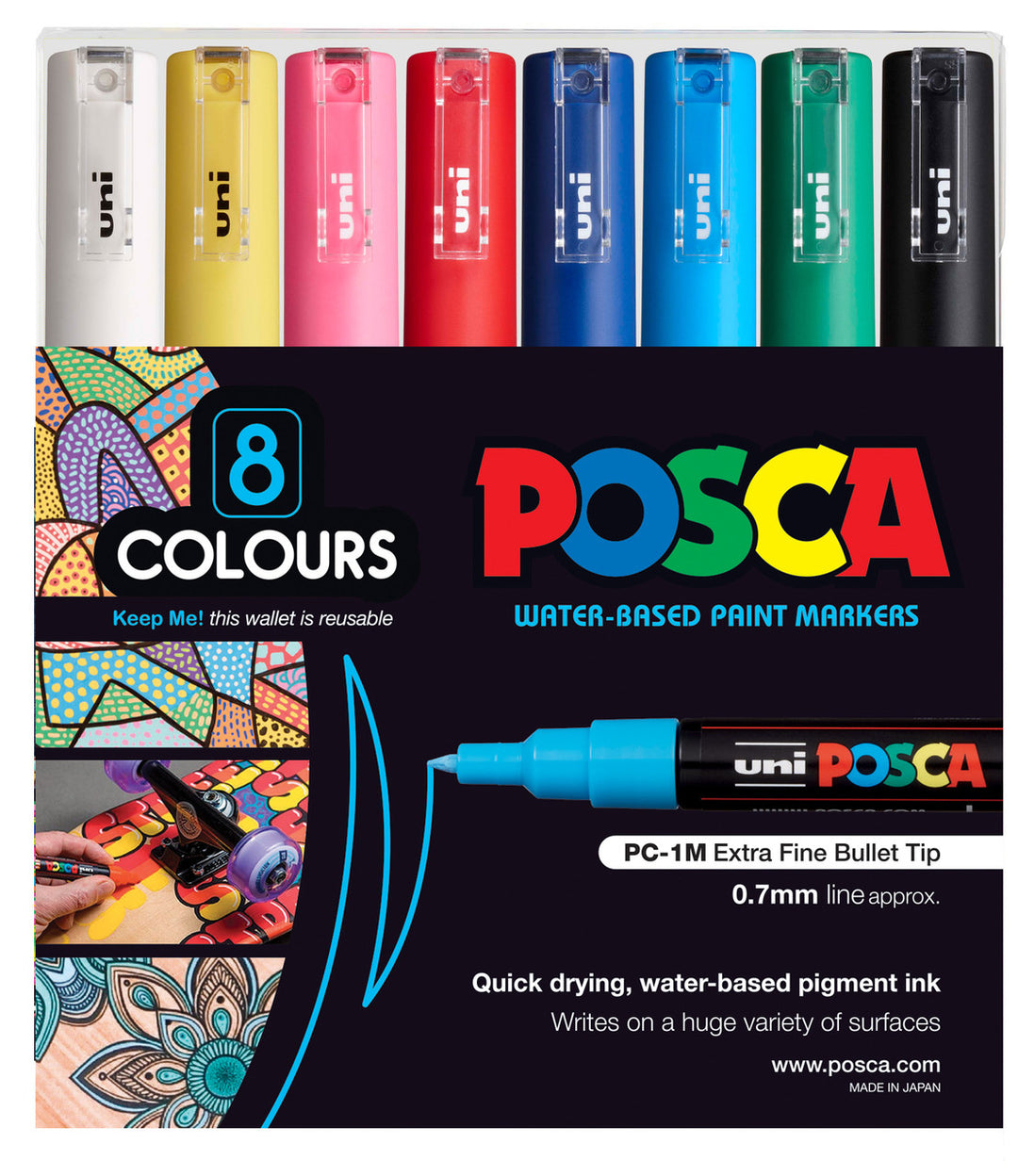 Uni Posca Water Based very thick Paint Marker PC17K 8 Colors Free Choice