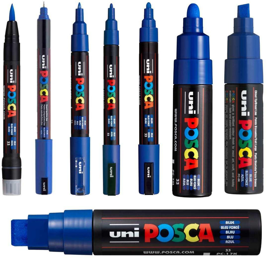 Pack of 8 x Black POSCA Markers with 8 x Different Tips