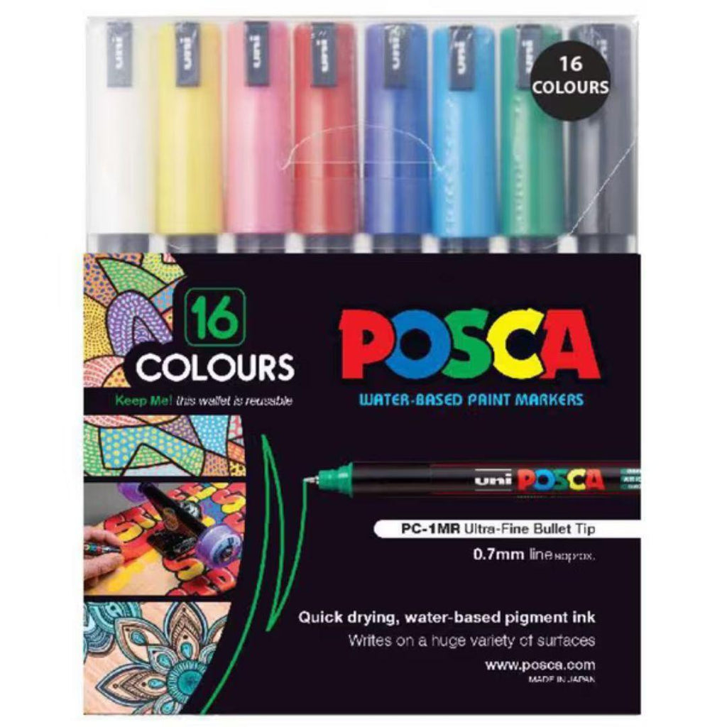 Uni Posca PC-1MR Paint Marker Art Pen Set - Full Range 16 Pen Set - All  Colours