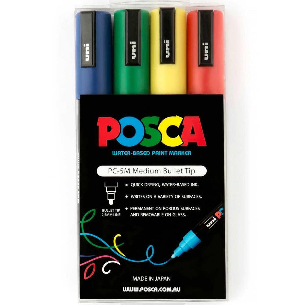Uni Posca Paint Marker Art Pens PC-5M Medium Wallet Set of 8 Assorted  Colours