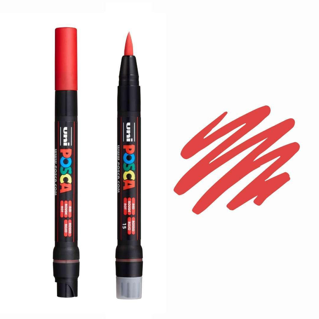 Posca PCF-350 Brush Tip Paint Marker, Red