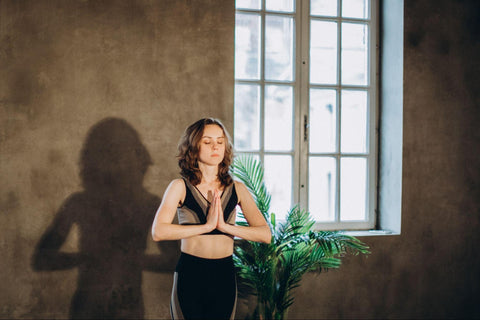 a woman meditating